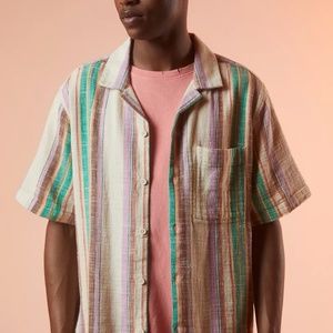 Urban Outfitters BDG Eli Striped Camp Collar Shirt, Small